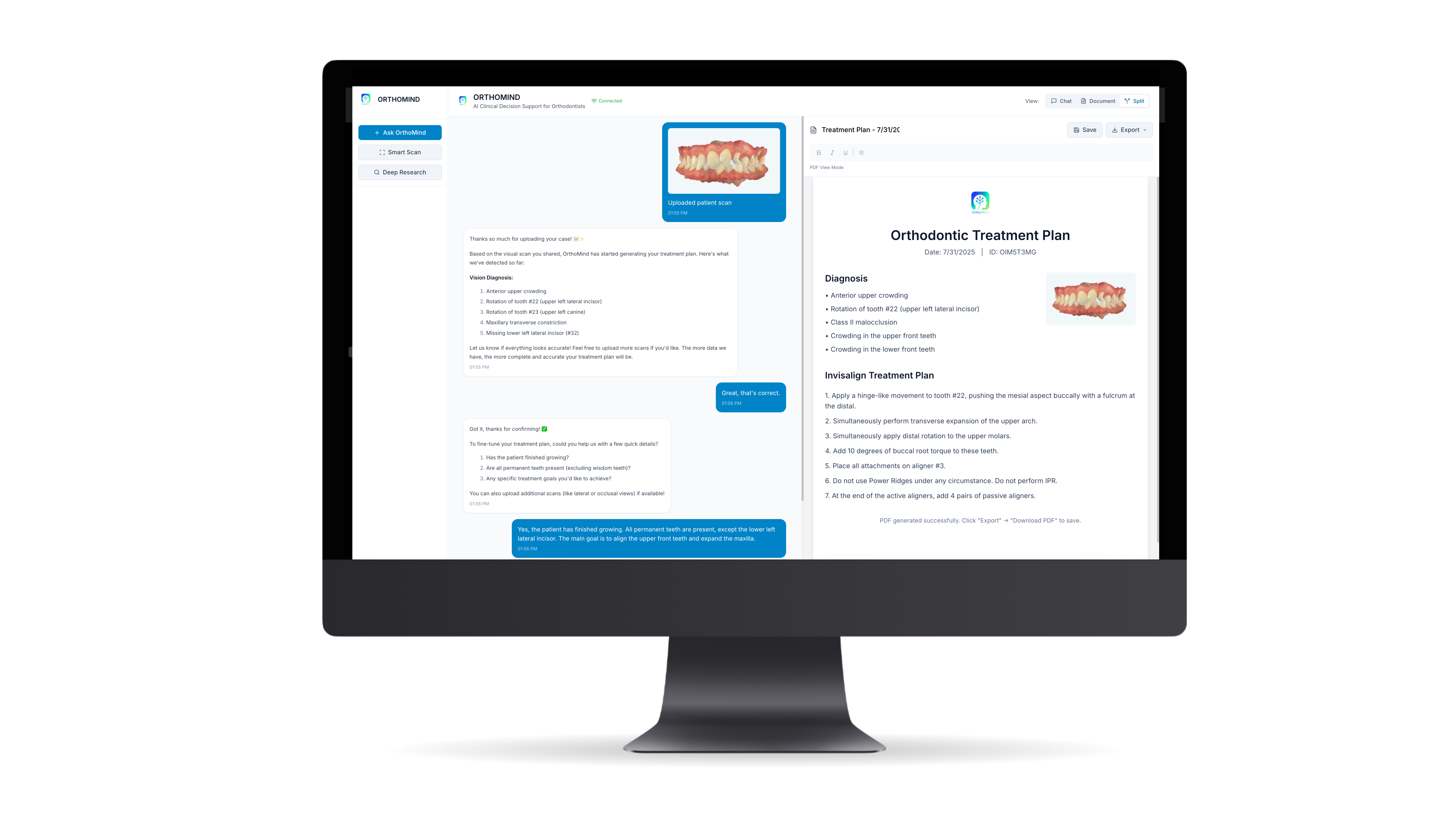 OrthoMind AI-powered orthodontic diagnosis interface